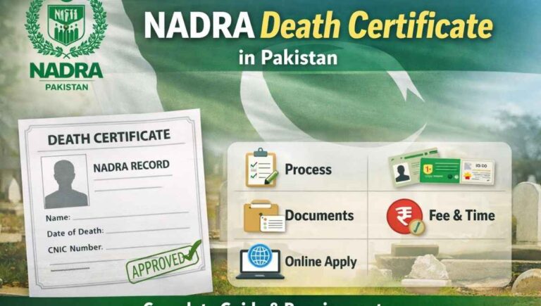 Learn how to get a NADRA death certificate in Pakistan. Step-by-step process, required documents, fees, online options, and common issues explained