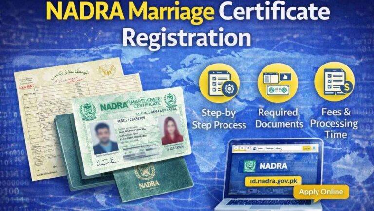 NADRA marriage certificate registration process in Pakistan with required documents and online application steps